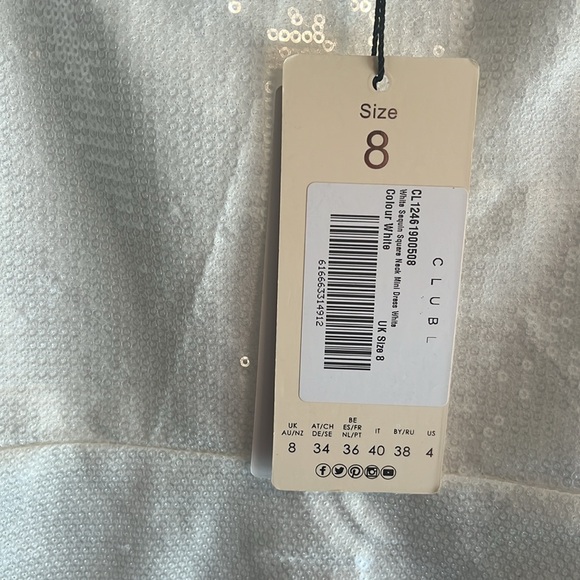 NWT Club L London Sequin Square Neck Mini Dress - Picture 6 of 9